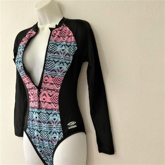 NEW RASHGUARD ONE PIECE SWIMSUIT UPF 50+ SUN PROTECTION LONG SLEEVE - Picture 4 of 10